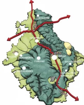 Figure 8 : carte des communes supports à l’analyse des pratiques   participatives sur le territoire du Parc (fond de carte : Miramand et al., 2008) .