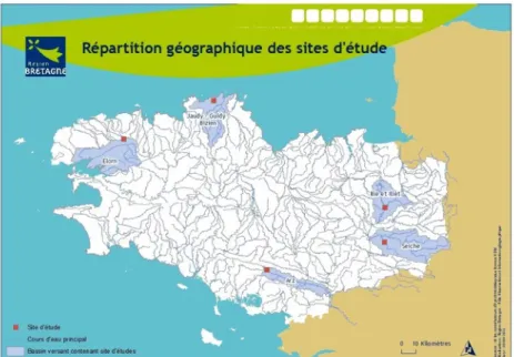 Figure 5 : Répartition géographique des sites d’étude (CR, 2016) 