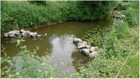 Figure 7 : Site d’étude 2 - Mise en place de blocs dans le cours d’eau (Source auteur) 