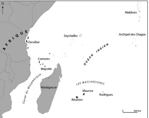 Figure 1: Situation géographique des Mascareignes dans l’Océan Indien ( www.com.revues.org ) 