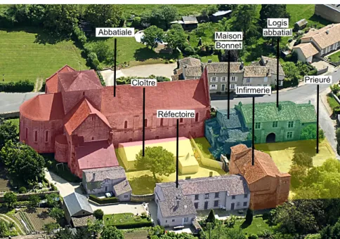 Fig 27: Vue aérienne de l’état actuel de l’abbaye - Marie Godefroy, crédit photo: inventaire.poitou-charente.fr