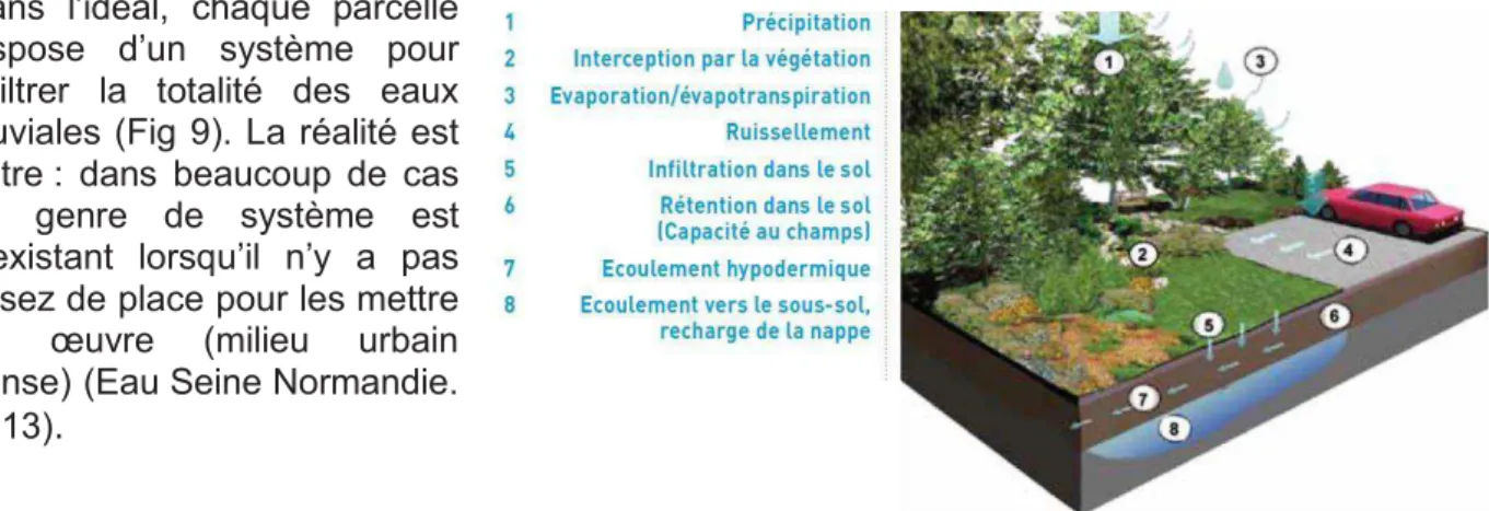 Figure 9 : les différentes variables hydrologiques dans le concept d’aménagement paysager absorbant (Eau  Seine Normandie