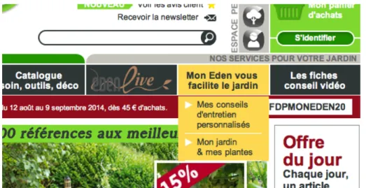 Figure 8 : Visuel actuel du header et du menu du site Mon Eden (moneden.fr, 2014)