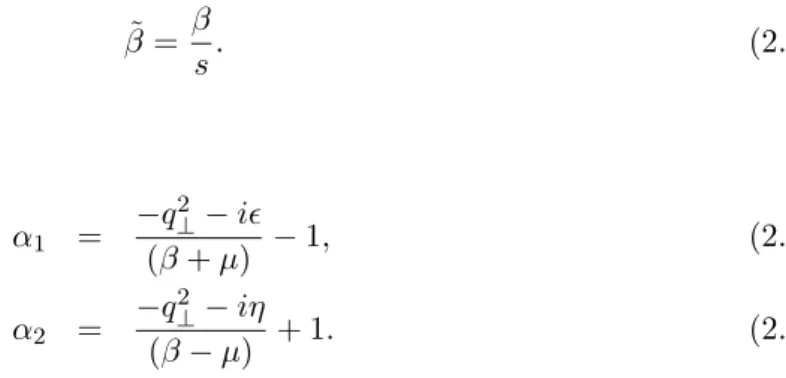 Figure 2.10: Position of the poles in the α integral in function of β.