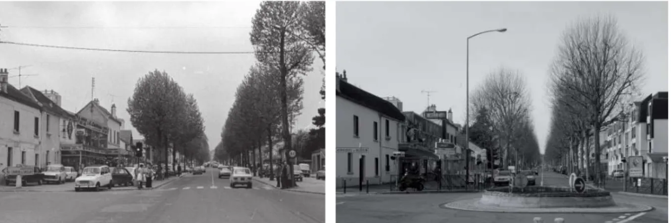 Figure 18 : Itinéraire photographique n°18 de l’OPNP. A gauche, l’avenue de la division Leclerc à Chatenay  en 1972