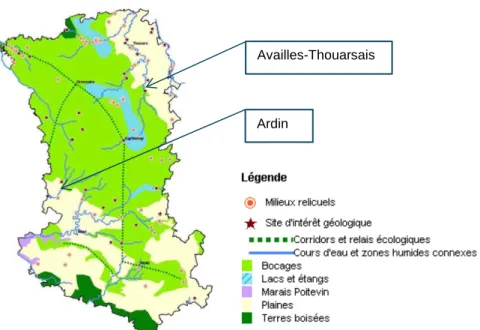 Figure 1 : Cartographie des milieux d'intérêt des Deux-Sèvres  Source : (Conseil général des Deux-Sèvres, 2010) 