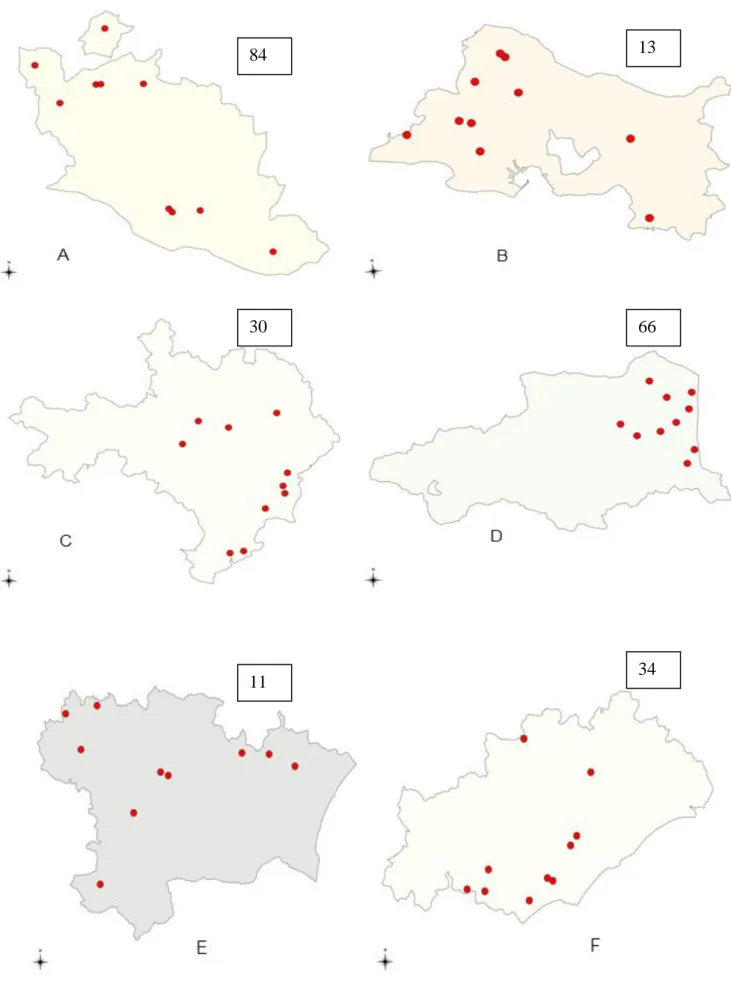 Figure 11 : Localisation des échantillons par département  84 