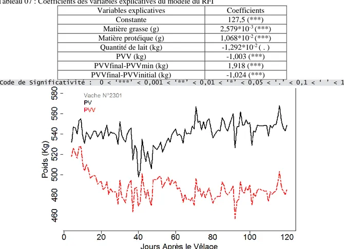 Tableau 07 : Coefficients des variables explicatives du modèle du RFI 