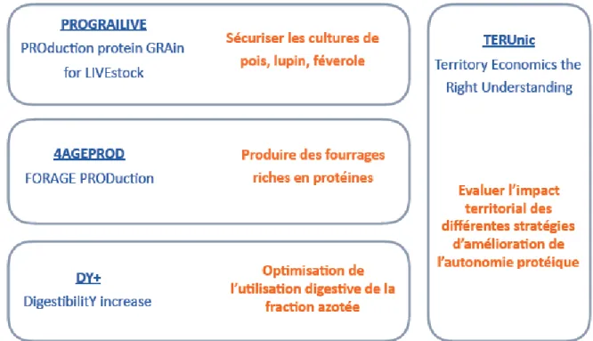 Figure 11 : Projets composant le programme SOS PROTEIN (Pôle agronomique ouest, sd a) 