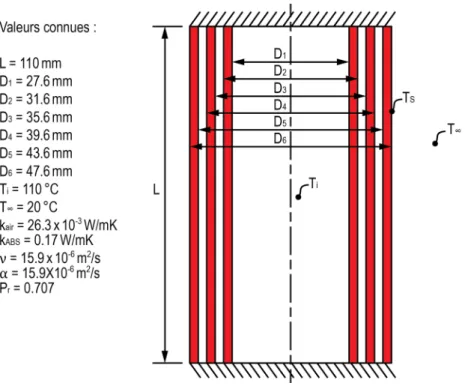 Figure 3.7 : Schéma de la seringue et du support pour le calcul de pertes thermiques. 