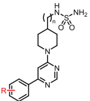 Figure 2.2 Structure des composés de la famille QPS-pyrimidine 