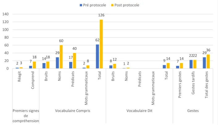 Figure 5 : Résultats quantitatifs langagier Patient A 