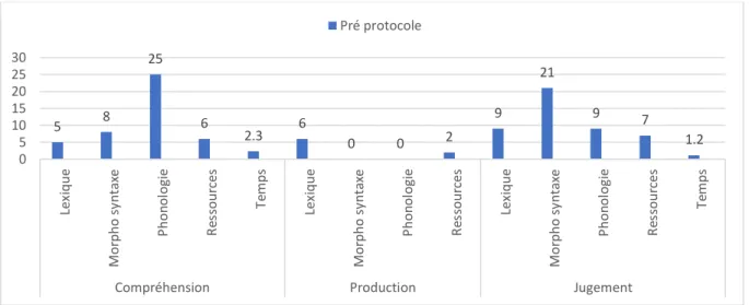 Figure 6 : Résultats quantitatifs langagiers Patiente B 