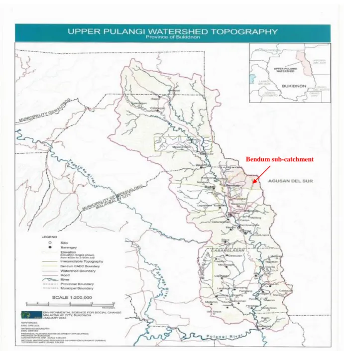 Figure II-5. Upper Pulangi River watershed and the Bendum sub-catchment. 
