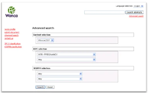 Figure 13 Copy of a power point. 2007 The online database. Query window  Meta-clinical (3CGP) content 