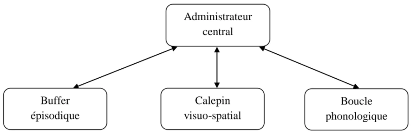 Figure 1 : Modèle de la mémoire de travail de Baddeley (2000) 