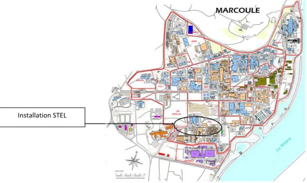 Figure 1 : Plan du site de Marcoule  Plus précisément, l’installation réalise les activités suivantes : 