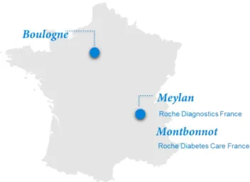 Figure 1 : Localisation des sites de Roche en France 