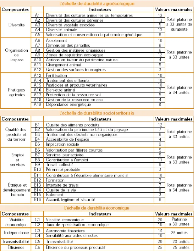 Tableau 5.1 Les trois échelles de la méthode IDEA