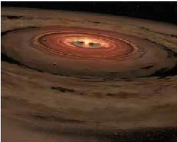 Figure 2 : Orbite d’une possible neuvième  planète. L’analyse des données de la  sonde Cassini permet de définir des zones  interdites (en rouge) où les perturbations sont  incompatibles avec les observations, et une  zone probable (en vert) où l’introduct