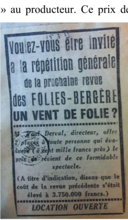 Figure 19 : Publicité pour Un vent  de folie, 1926, in Recueil factice  de documents sur les revues des 