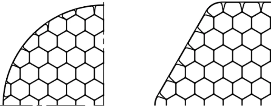 Figure 10. Mesh wire attachment to the frame in the circular (left) and hexagonal (right) frame designs