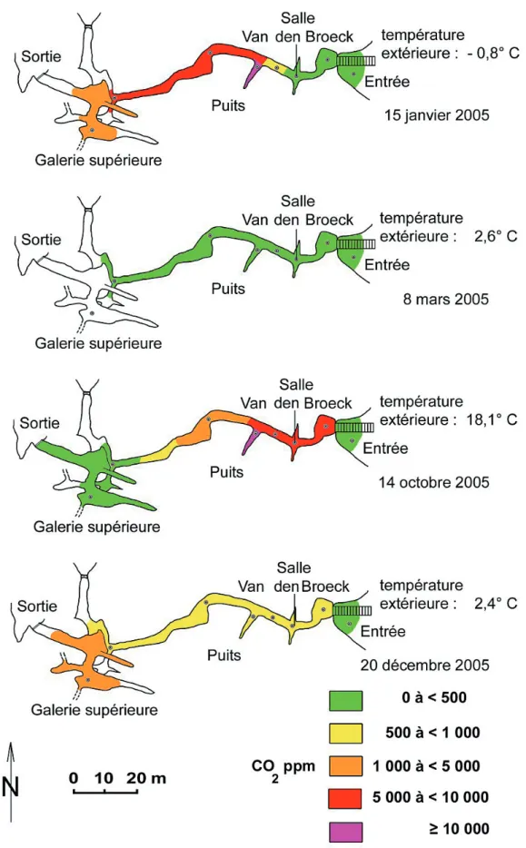 Fig. 13. – Variations non saisonnières de la teneur en CO 2  de la grotte de Ramioul, en 2005.