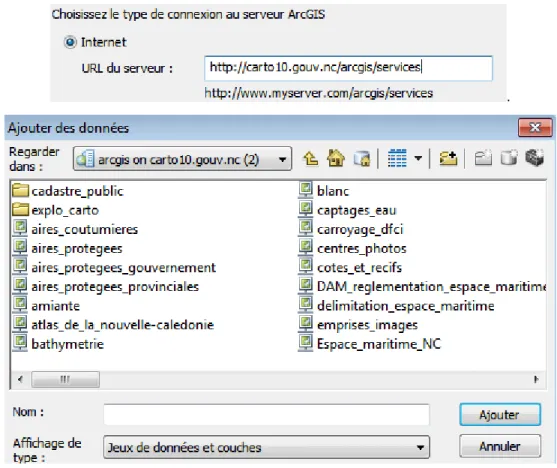 Figure 11 : Démonstration de l'importation de la donnée du GEOREP sur ArcMAP. 