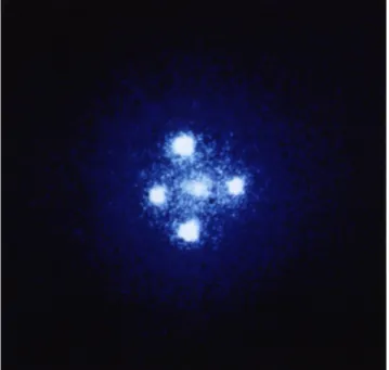 Figure 1.6: The quadruply imaged quasar Q2237 + 0305, also called the Einstein Cross, as seen by the Faint Object Camera on board the Hubble Space Telescope.