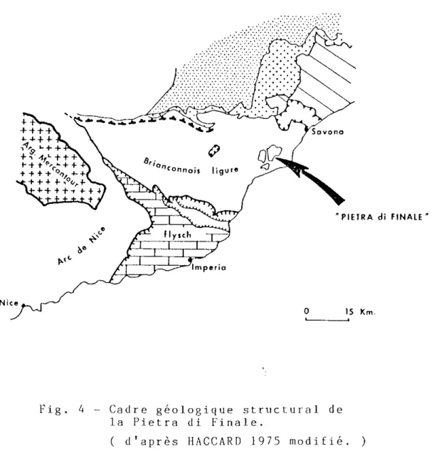 fig.  4  - Cadre  géologique  structural  de  la  Pietra  di  finale. 