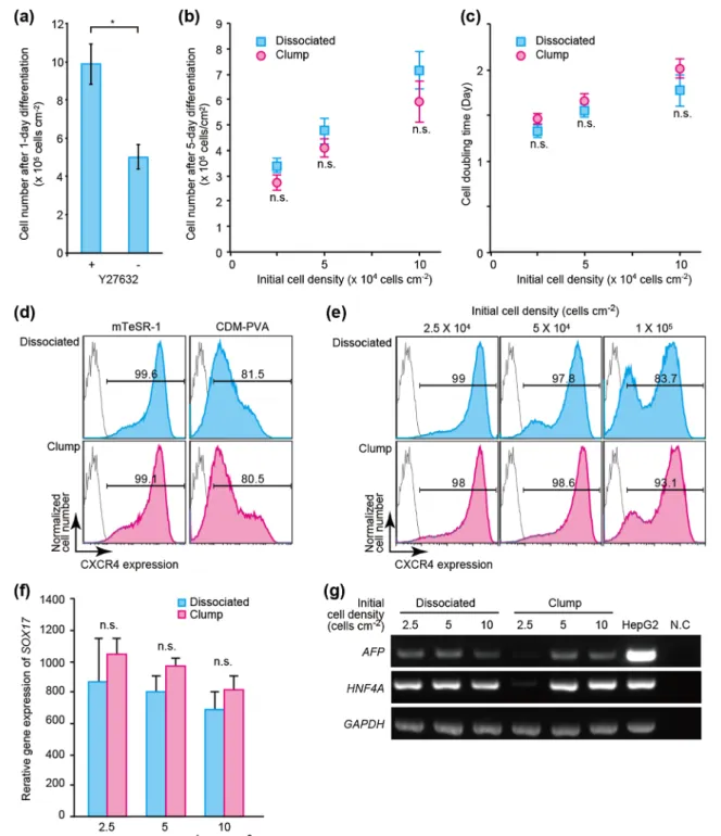 Fig. 2 Combination of ROCK (10 μ M Y27632) and PI3K (10 μ M LY294002) inhibitors facilitates survival and inhibits self-renewal of hPSCs during definitive-endoderm (DE) differentiation