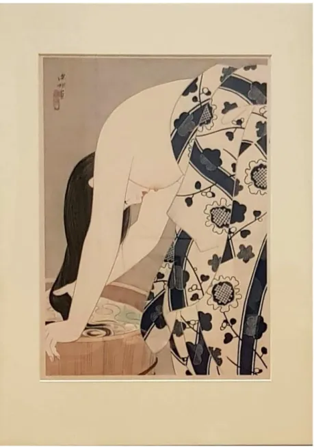 Figure n°8 : Ito Shunsui, La chevelure, 1952, impression en couleurs sur bois,  52,2x37.4cm, Musée Nihon no hanga, 