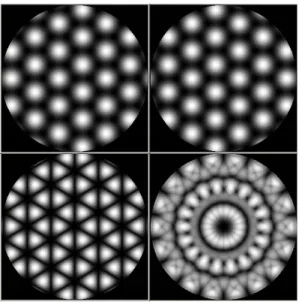 Fig. 8: Same as Fig. 6 in the case of the triangular TTN. The bottom right modulation map has been obtained by using 3 different  orientations of the array