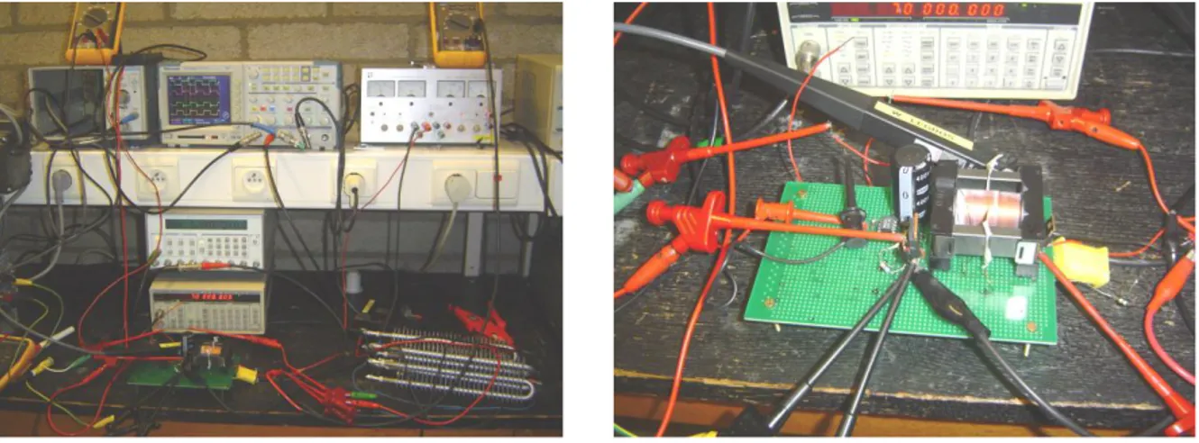 Fig. 3: A flyback circuit under test (200W, 315V in – 0 to 315V out)  c.  Practical problems encountered by the students 