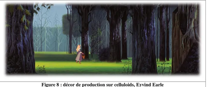 Figure 8 : décor de production sur celluloids, Eyvind Earle 