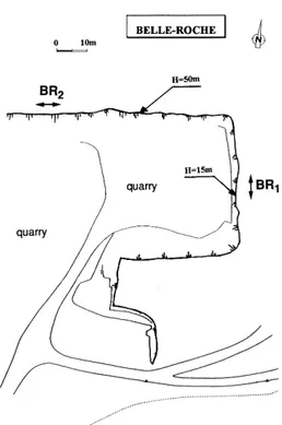 Figure 10. Location of the Schlumberger soundings (BR 1 and BR 2 ) at the Belle-Roche site.