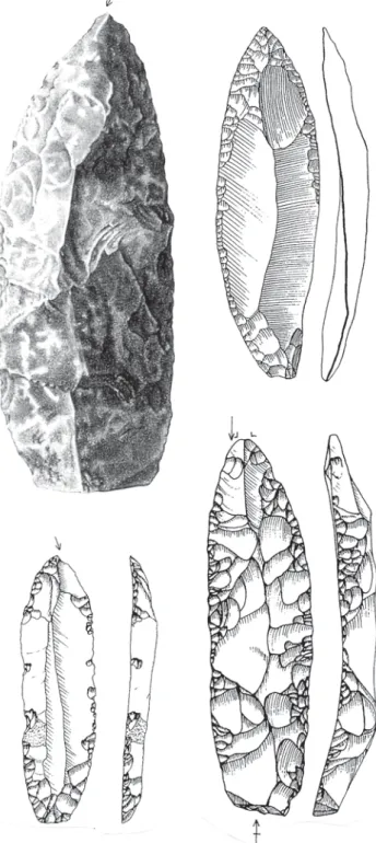 Fig. 8 – Ces lames appointées protosolutréennes proviennent du Gravet- Gravet-tien du Nord-Ouest