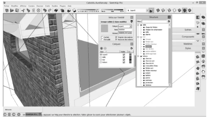 Figure 2. Extrait d’un BIM construit dans le cadre du cours  d’informatique et élaboré à partir de Sketchup