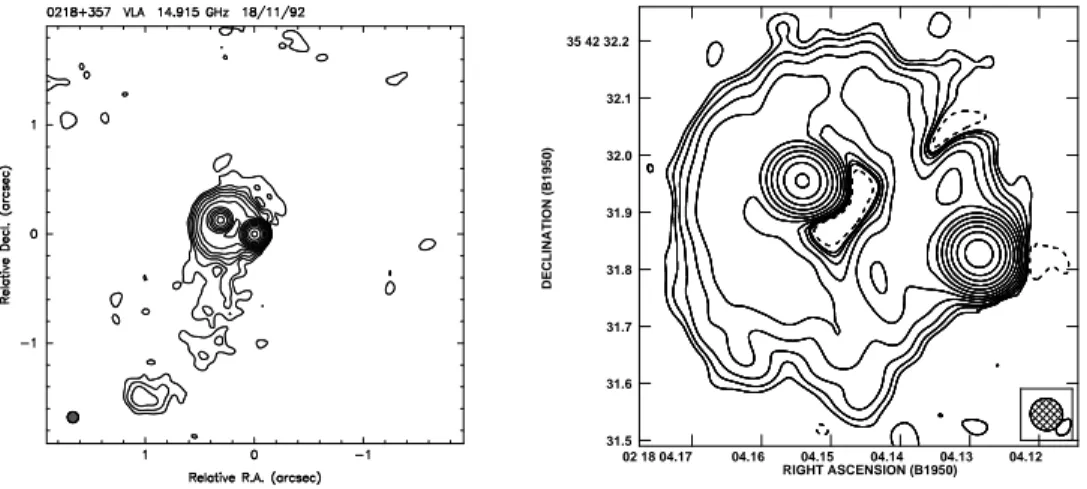 Figure 1. VLA 15 GHz map (left), MERLIN/VLA 5 GHz map (right).