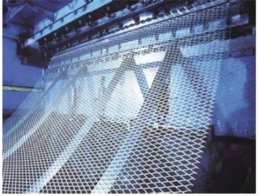 Figure 2 – An expanded metal rhomb-shape stitch  At the moment, expanded metal material is mainly used for  filters, in electrical applications or for the protection of  machines (worker’s safety) or anti-intrusion fences for  buildings…etc