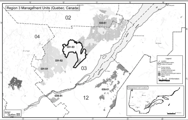 Figure 0.2. Map showing location of forest management unit 031–53
