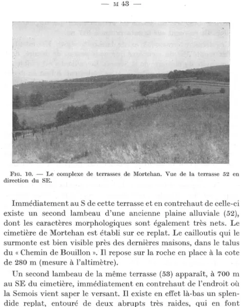 FIG.  10.  - Le  complexe  de  terrasses  de  Mortehan.  Vue  de  la  terrasse  52  en  direction  du  SE