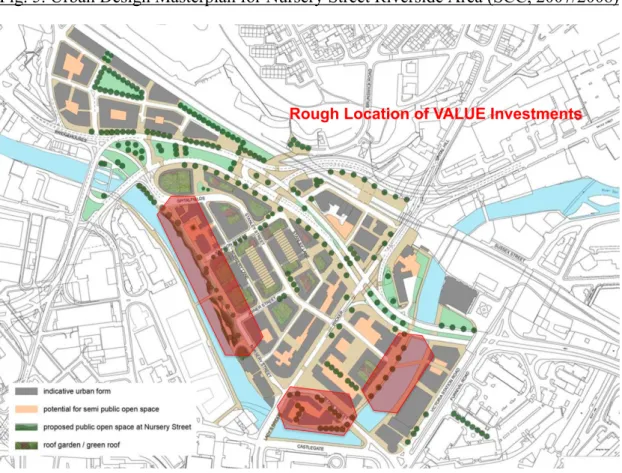 Fig. 5. Urban Design Masterplan for Nursery Street Riverside Area (SCC, 2007/2008) 