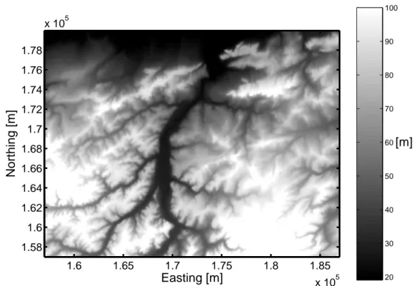 Figure 2. Digital Elevation Model of the study area (in meters above sea-level).