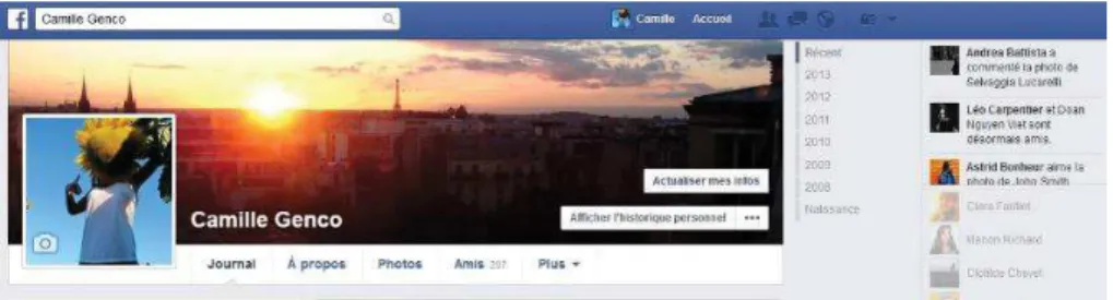 Figure 9 : capture d’écran de l’avatar et de la photo de couverture des utilisateurs 