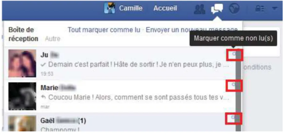 Figure 11 : capture d’écran des bandeaux de conversation 