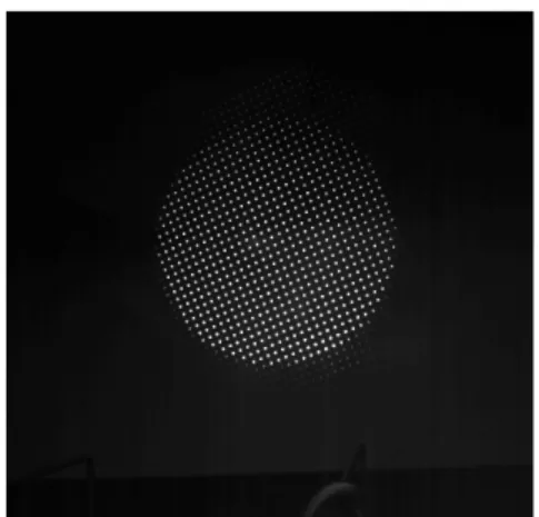 Figure 16.  Low density dot pattern projected by the SFOV  projector, recorded with the SPACE-X camera on screen