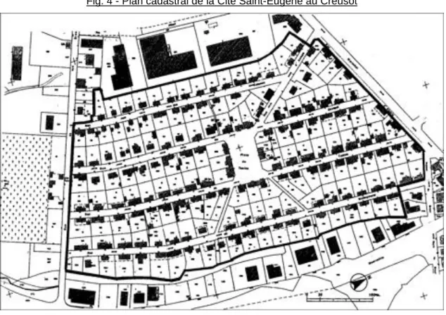 Fig. 4 - Plan cadastral de la Cité Saint-Eugène au Creusot 