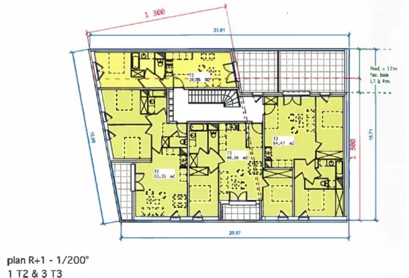Figure 14 : Plan R+1 du premier AVP - 117 cours Journu Auber 