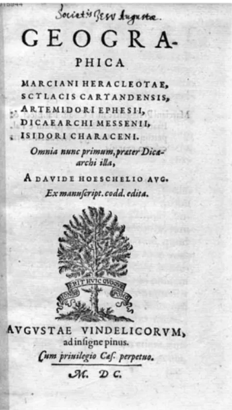 Fig. 22 : Page de titre du Geographica Marciani Heracleotæ, édition acquise par Galland en 1711